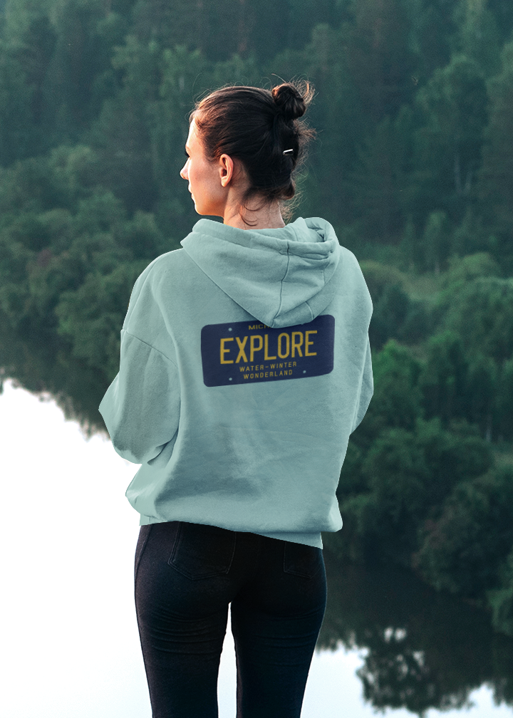 Explore MI License Plate Heavyweight Hoodie